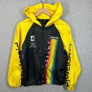 Polaroid Jacket Mens Small Rainbow Hooded Windbreaker 320 Land Camera Retro